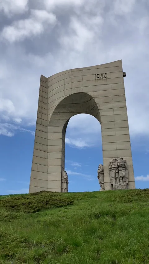 The famous Arch of Freedom monument from below - Bulgaria Stock Footage 280050873