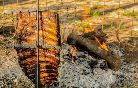The famous argentinian BBQ at the fire Foto stock