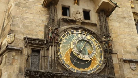 Famous astronomical clock in Prague Stock Footage 103051056