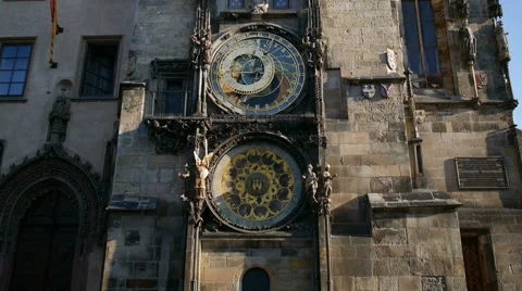 Famous Astronomical Clock in the Prague old Town Hall Stock Footage 61442241
