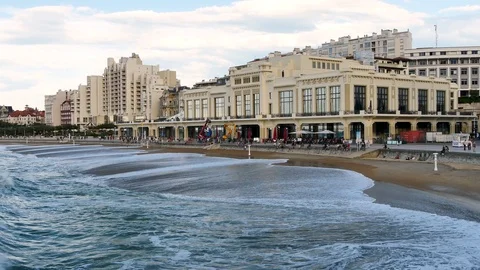 Famous beach in Biarritz. Stock Footage 97150855