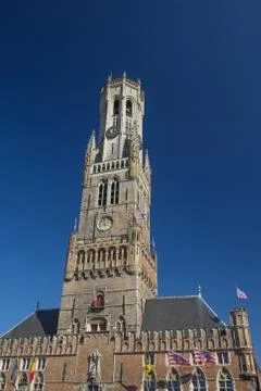 Famous Belfry of Bruges (Belgium) Stock Photos