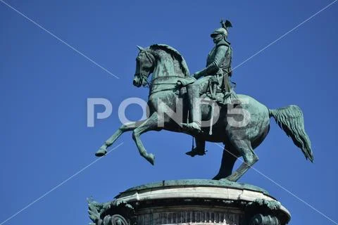 Famous bronze horseman Stock Photos