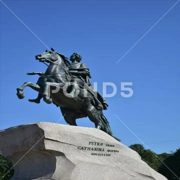 Famous bronze horseman Stock Photos