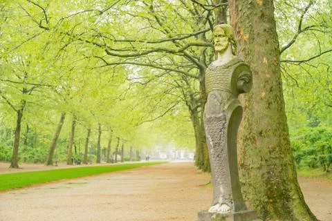 The famous Brussels Park in a ranny day Stock Photos