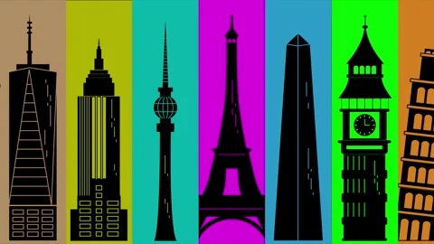 Famous building animation 2 Stock Footage 274306787
