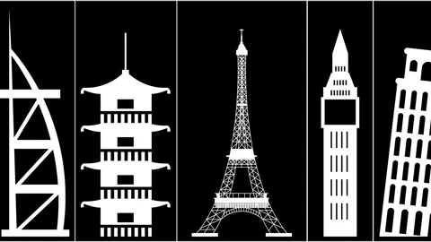Famous building animation 3 Stock Footage 274306799