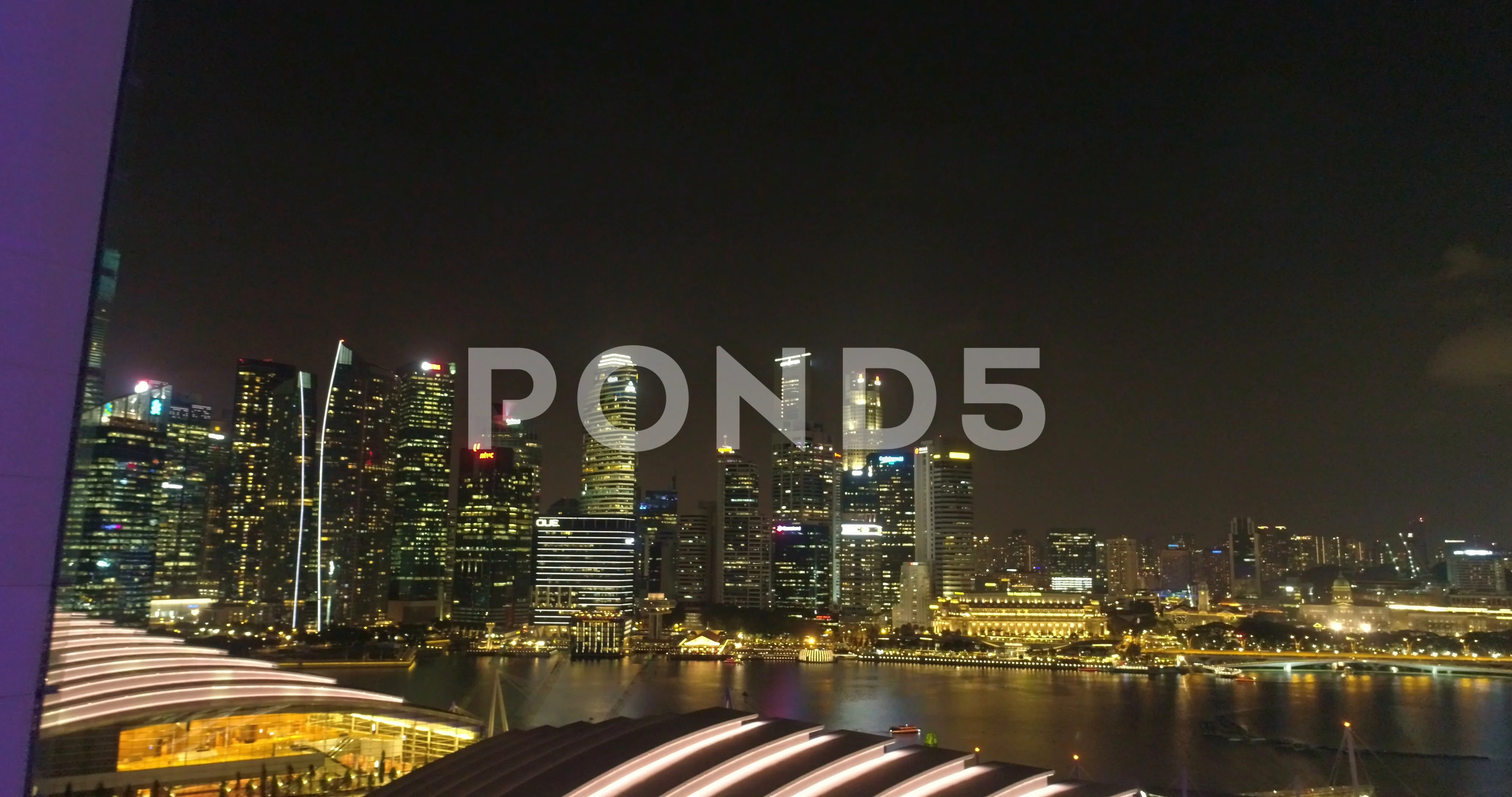 Famous Building In Singapore At Night Stock Video Pond5