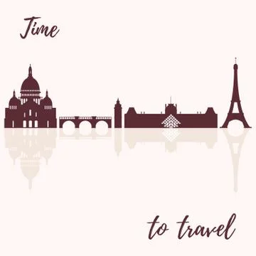 Famous buildings and constructions of Paris. Stock Illustration