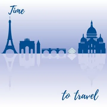 Famous buildings and constructions of Paris. Ilustración de archivo