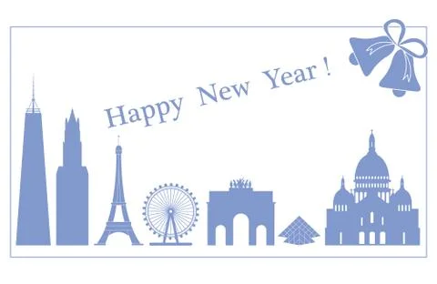 Famous buildings, constructions of countries. Stock Illustration