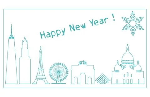 Famous buildings, constructions of countries. Ilustración de archivo