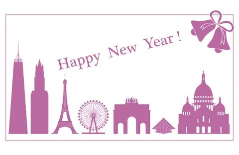 Famous buildings, constructions of countries. Ilustración de archivo