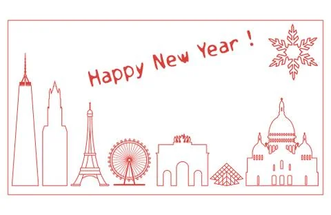 Famous buildings, constructions of countries. Stock Illustration