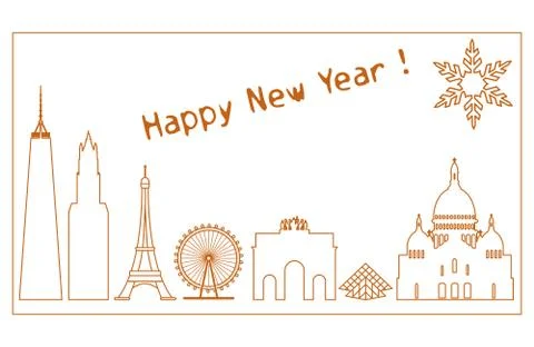 Famous buildings, constructions of countries. Stock Illustration