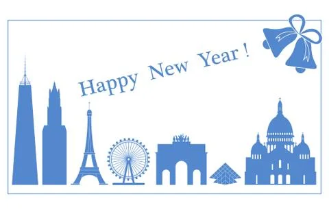 Famous buildings, constructions of countries. Ilustración de archivo