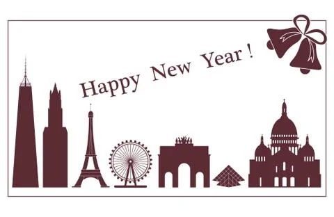 Famous buildings, constructions of countries. Stock Illustration