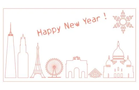 Famous buildings, constructions of countries. Ilustración de archivo