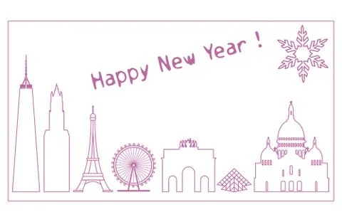 Famous buildings, constructions of countries. Ilustración de archivo