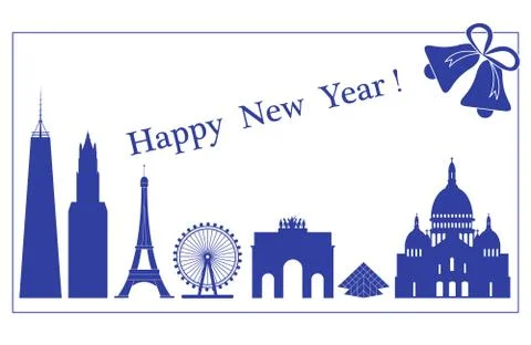 Famous buildings, constructions of countries. Ilustración de archivo