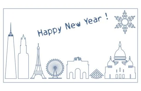 Famous buildings, constructions of countries. Stock Illustration