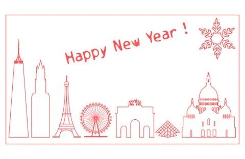 Famous buildings, constructions of countries. Stock Illustration