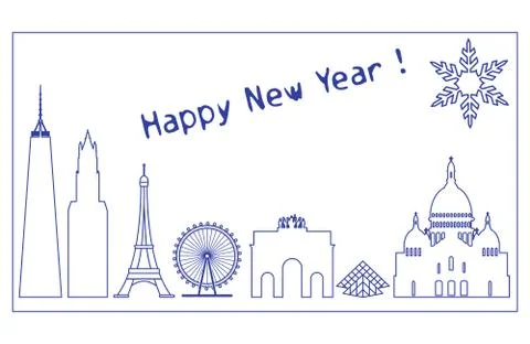 Famous buildings, constructions of countries. Ilustración de archivo