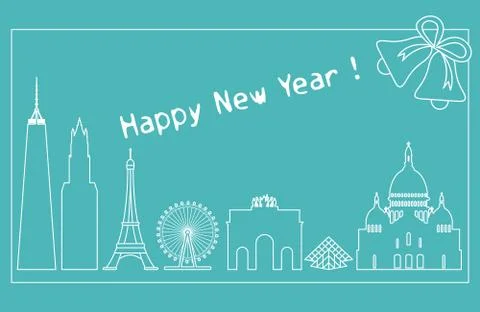 Famous buildings, constructions of countries. Ilustración de archivo