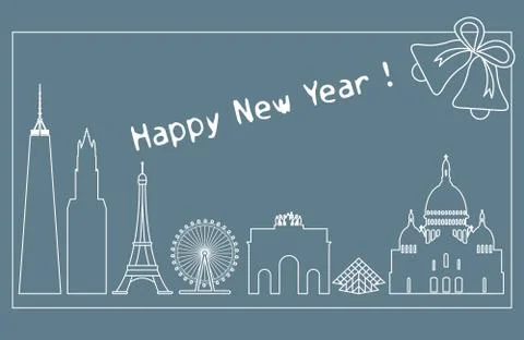 Famous buildings, constructions of countries. Stock Illustration