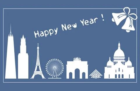 Famous buildings, constructions of countries. Stock Illustration