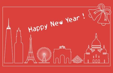 Famous buildings, constructions of countries. Stock Illustration