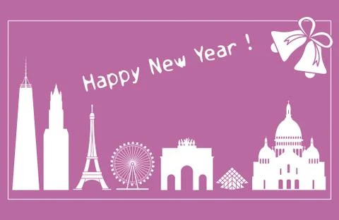 Famous buildings, constructions of countries. Stock Illustration