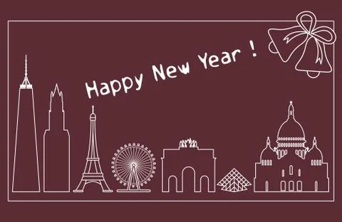 Famous buildings, constructions of countries. Ilustración de archivo