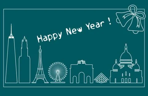 Famous buildings, constructions of countries. Ilustración de archivo