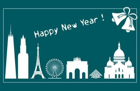 Famous buildings, constructions of countries. Stock Illustration