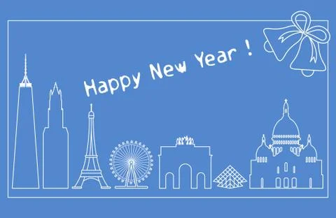 Famous buildings, constructions of countries. Stock Illustration