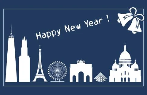 Famous buildings, constructions of countries. Ilustración de archivo