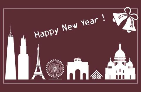 Famous buildings, constructions of countries. Stock Illustration