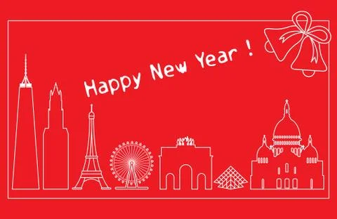 Famous buildings, constructions of countries. Stock Illustration