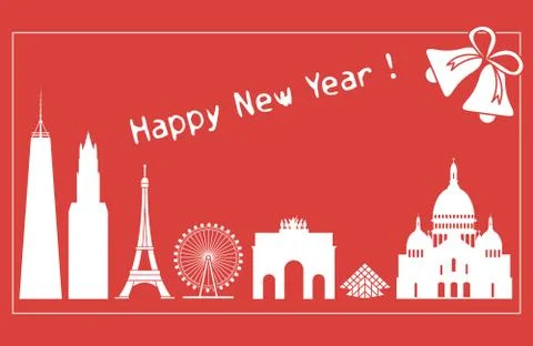 Famous buildings, constructions of countries. Ilustración de archivo