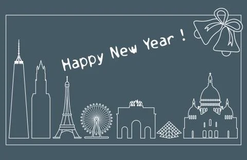 Famous buildings, constructions of countries. Stock Illustration