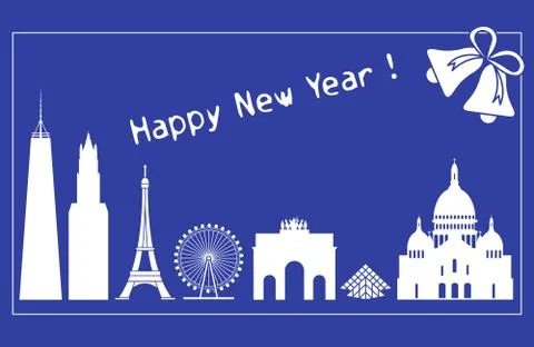 Famous buildings, constructions of countries. Stock Illustration