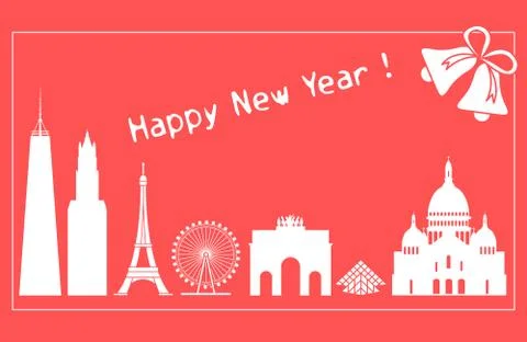 Famous buildings, constructions of countries. Stock Illustration