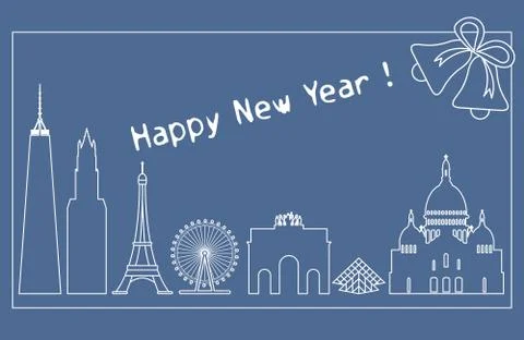 Famous buildings, constructions of countries. Ilustración de archivo