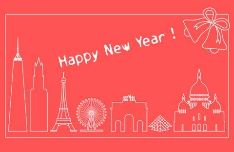 Famous buildings, constructions of countries. Stock Illustration