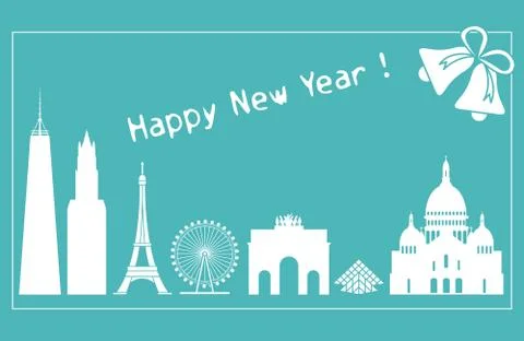 Famous buildings, constructions of countries. Stock Illustration