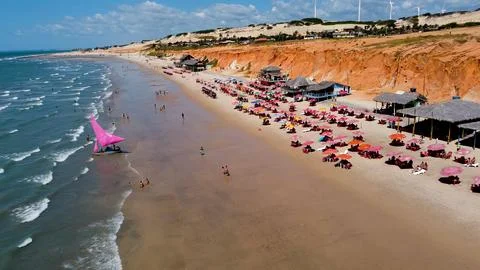 Famous Canoa Quebrada Beach at Ceara. Brazilian Northeast. Stock Photos