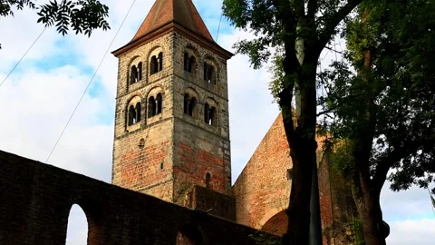 The famous castle ruin of of bad hersfeld 4k video Stock Footage 346818082