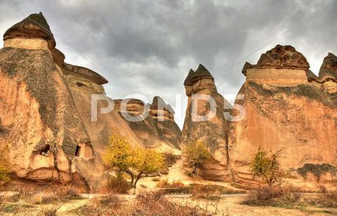 Famous cave city Cappadocia at Turkey, HDR photography Stock Photos