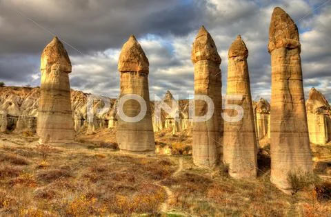 Famous cave city Cappadocia at Turkey, HDR photography Stock Photos